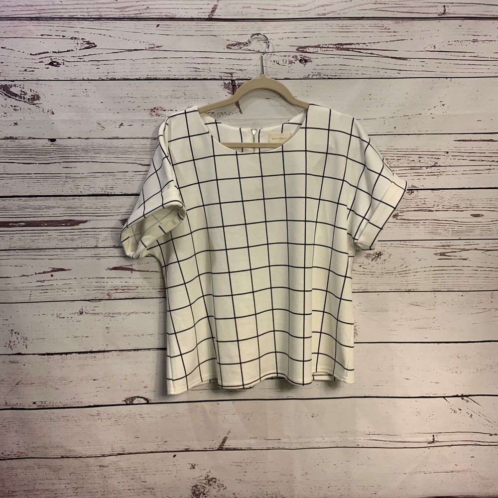 Melloday window pane design short sleeve top - Picture 3 of 7